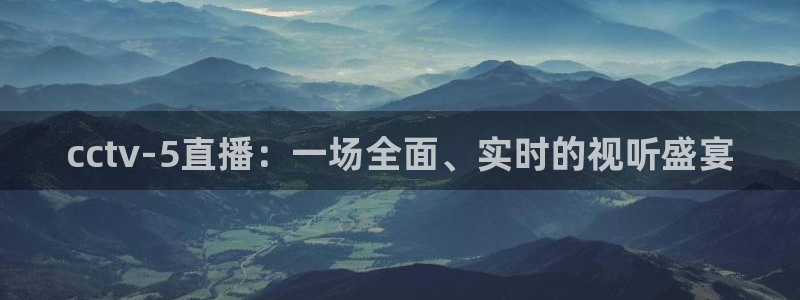 免费观看nba雨燕直播：cctv-5直播：一场全面、实时的视听盛宴